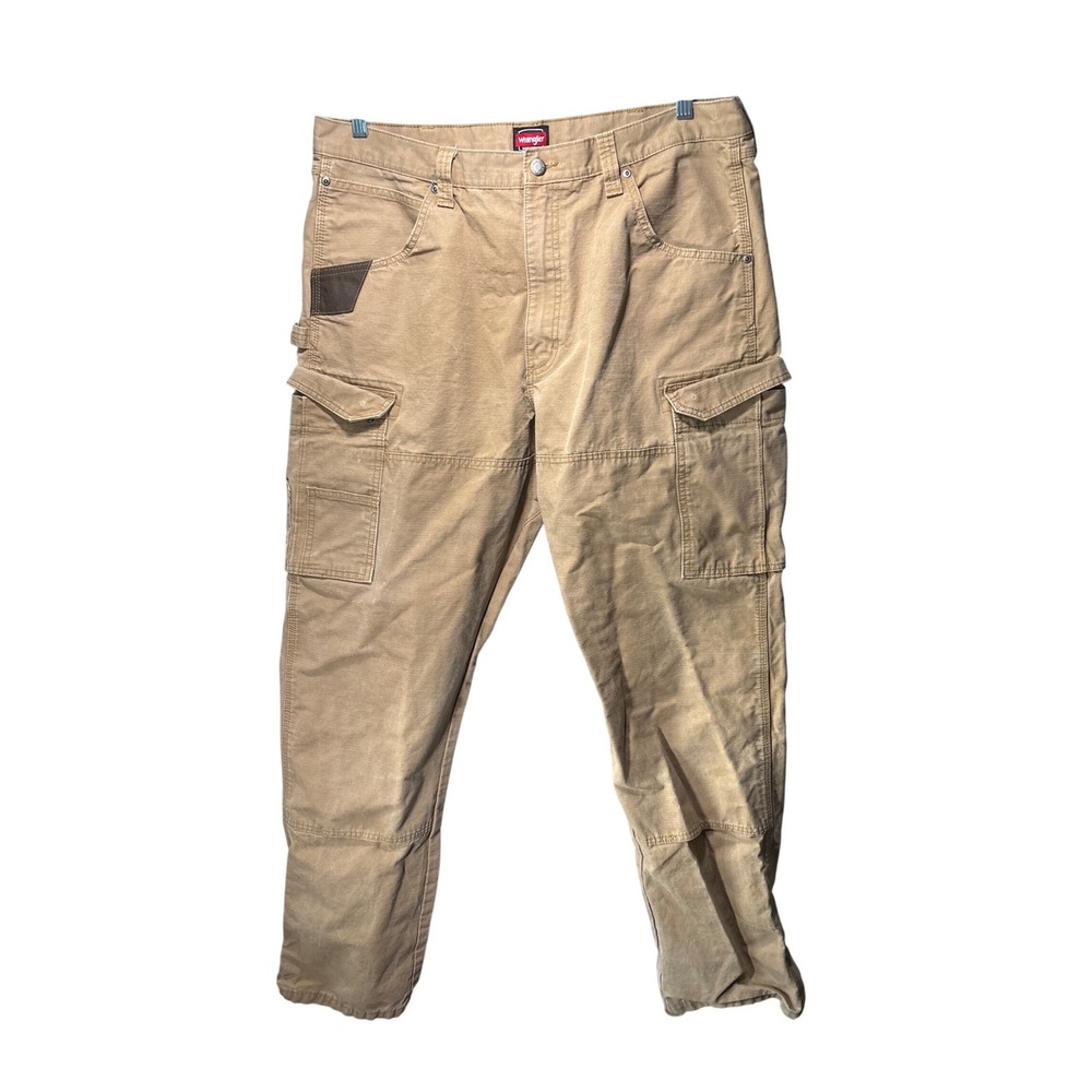 Wrangler Workwear Mens Tan Ripstop Cargo Pants Straight Leg Utility 36x31